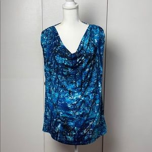 CALVIN KLEIN | Blue Swoop-Neck Blouse